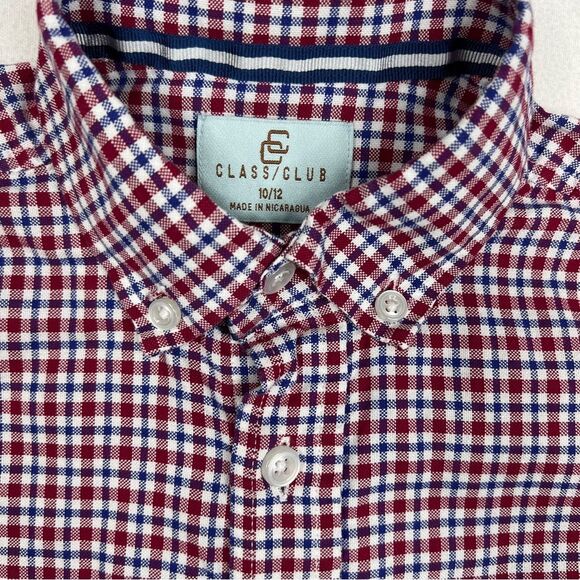 Class Club Boys Long Sleeve Dress Shirt Size 10/12 Red and White - Picture 4 of 6